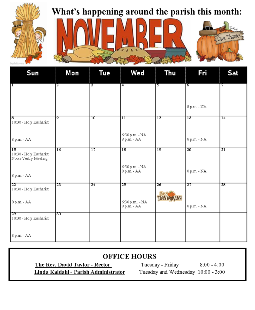 Trinity Episcopal Church Calendar and Announcements